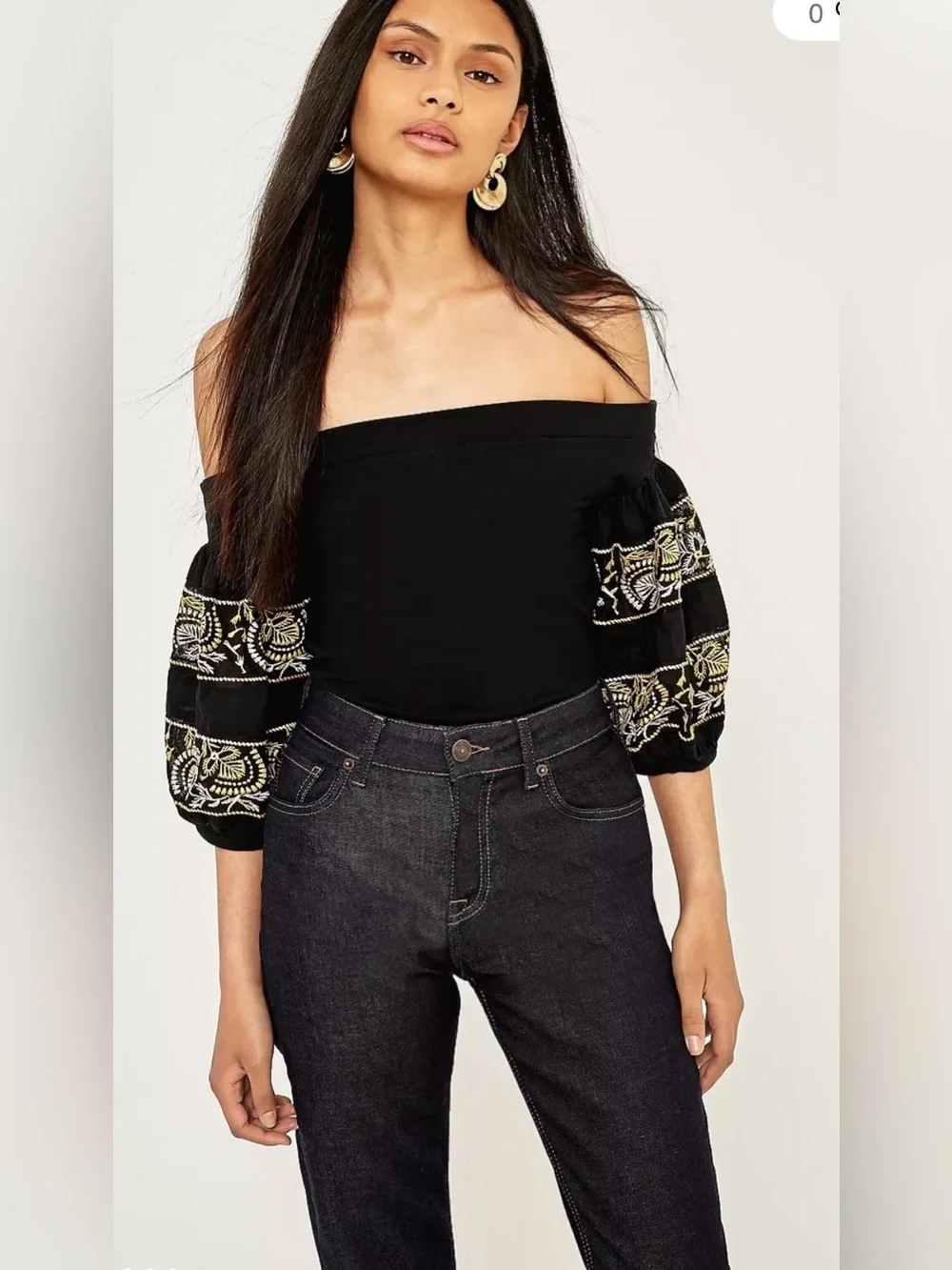 Free People Rock With It Embroidered Off-The-Shoulder